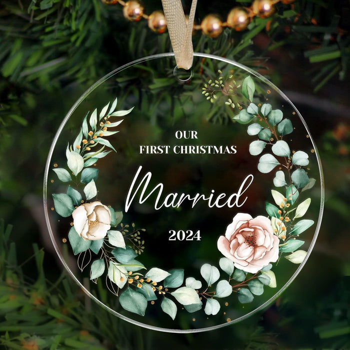 First Christmas Married Ornament 2024 1st Christmas Mr and Mrs Wedding Gift by Deal US