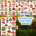 Mushroom Temporary Tattoos 50Pcs Cute Funny Stickers for Kids Boys Girls by Deal US