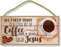 Retro Wooden Sign Coffee and Jesus Wall Art Decor 8x12 Inch by Deal US