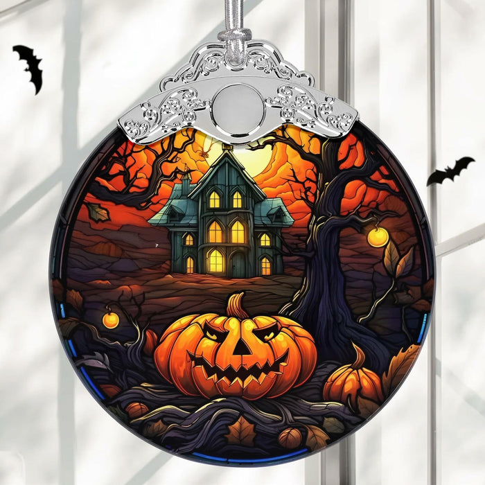 The Haunted House Stained Glass Christmas Ornament Holiday Decoration by Deal US