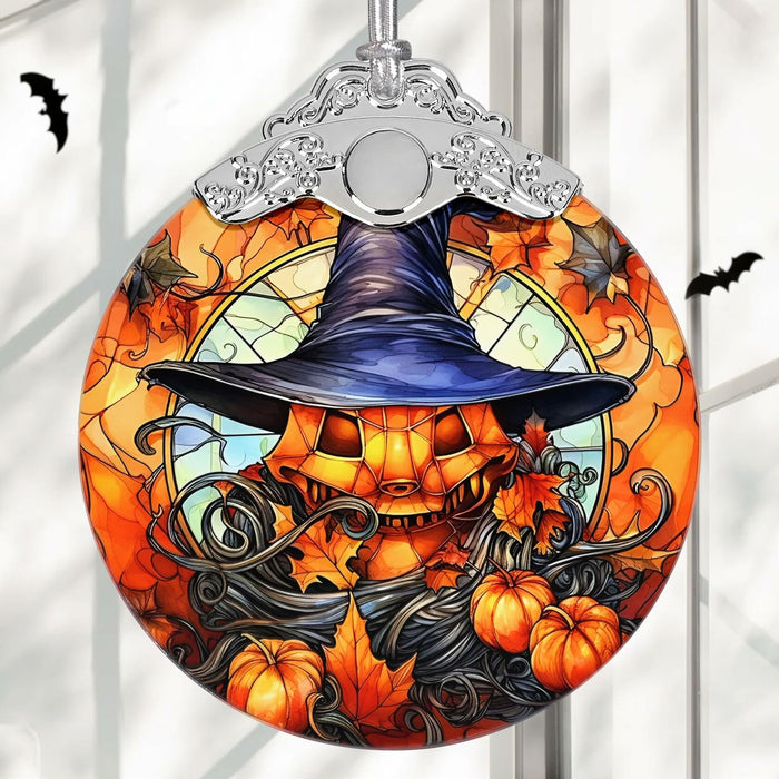 Terrifying Pumpkin Stained Glass Christmas Ornament Holiday Decoration by Deal US