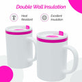Copco Desk Mug 16 oz Double-Wall Insulated Spill-Resistant Pink BPA-Free by Deal US