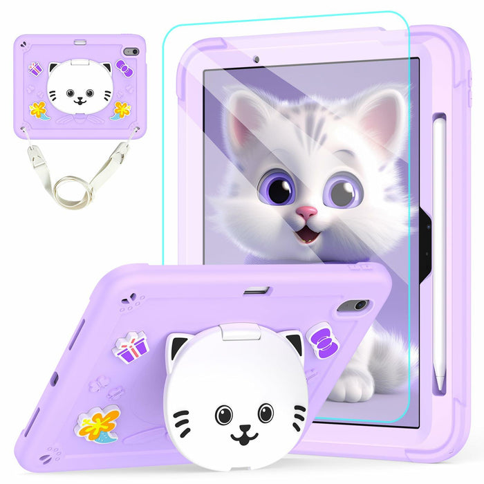 TOMORRY iPad Air 11 Inch Case M3 2025 M2 2024 Purple Tempered Glass by Deal US