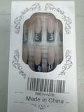 RIICFDD Halloween Fake Nails 24 Pcs Coffin Pink French Tip Ghost Designs by Deal US
