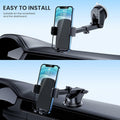 GUWEZ Car Phone Holder Super Stable Dashboard Windshield Mount Universal Black by Deal US