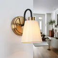 GEPOW Black Gold Wall Sconce Modern Fabric Shade Bathroom Wall Light by Deal US