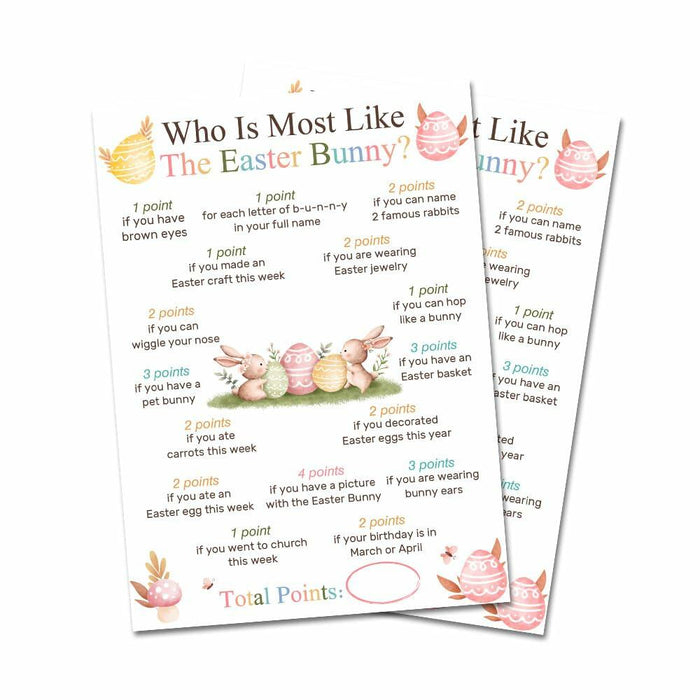 Who Is Most Like The Easter Bunny Game Cards Watercolor Bunny Set of 20 by Deal US