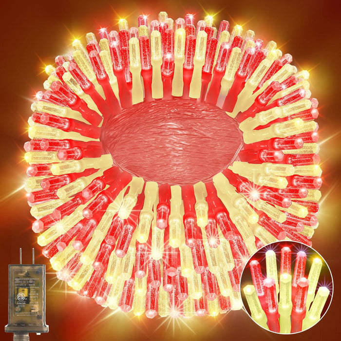 Heceltt 1140 LED 449FT Outdoor String Lights 8 Modes Timer IP44 Red Warm White by Deal US