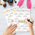 Who Is Most Like The Easter Bunny Game Cards Watercolor Eggs Flowers Set 20 by Deal US