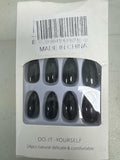 RIICFDD Black Press On Nails Almond Medium Acrylic Full Cover 24Pcs by Deal US