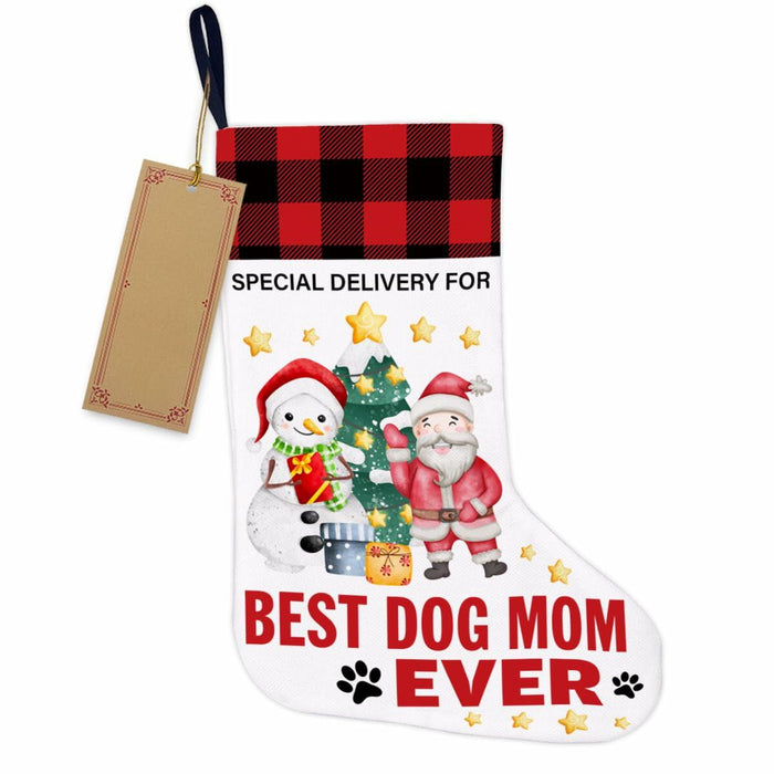 Best Dog Mom Ever Christmas Stocking Holiday Decoration 18x12 Inch by Deal US