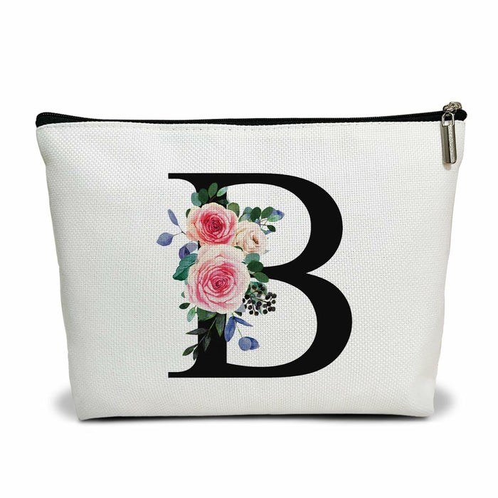 Flower Letter G Makeup Bag Alphabet Initial Cosmetic Bag Birthday Gift by Deal US