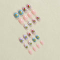 RIICFDD Summer Press On Nails Short Square Nude Pink Flower 24Pcs by Deal US