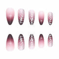 RUOKEXIN Medium Purple Ombre Halloween Press On Nails Spider Web 24Pcs by Deal US
