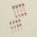 RIICFDD Summer Press On Nails Short Square Nude Pink Flower 24Pcs by Deal US
