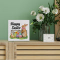 Rustic Bunny Wood Sign Happy Easter Decor Tabletop Shelf 5x5 Inches by Deal US