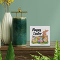 Rustic Bunny Wood Sign Happy Easter Decor Tabletop Shelf 5x5 Inches by Deal US
