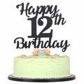 LVEUD 12th Birthday Cake Topper Black Glitter 12th Party Decoration by Deal US