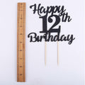 LVEUD 12th Birthday Cake Topper Black Glitter 12th Party Decoration by Deal US