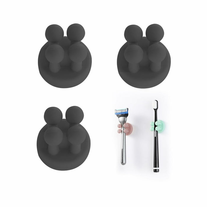 3 Pcs Silicone Toothbrush & Razor Holder Waterproof Self Adhesive Hook by Deal US