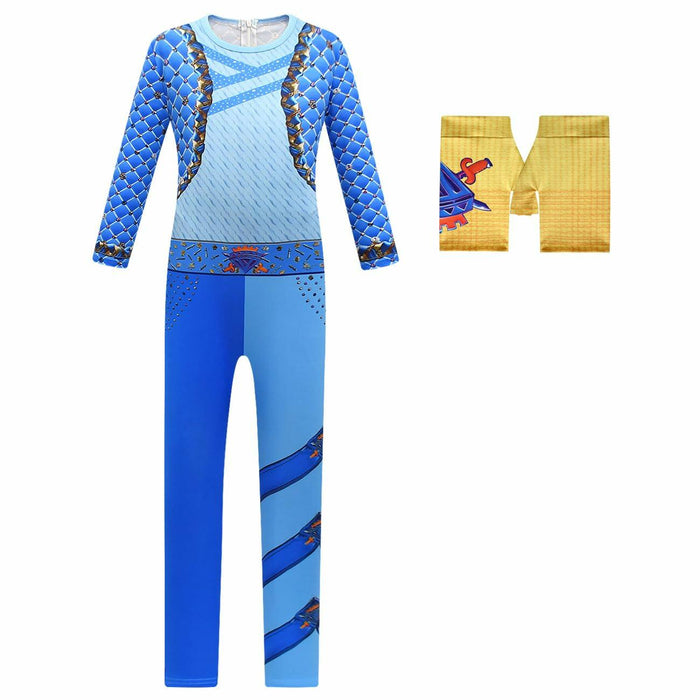 laughZuaia Girl Jumpsuit Princess Bodysuit with Glove Blue Size 6-7 by Deal US