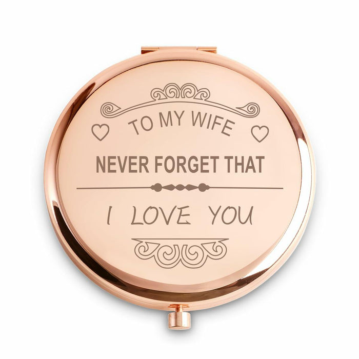 Personalized Compact Mirror Gift for Wife, Custom Engraved, Sentimental by Deal US