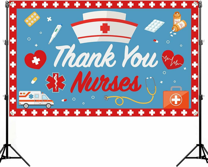 Thank You Nurses Photo Booth Backdrop 7x5ft Indoor Outdoor Party Decor by Deal US