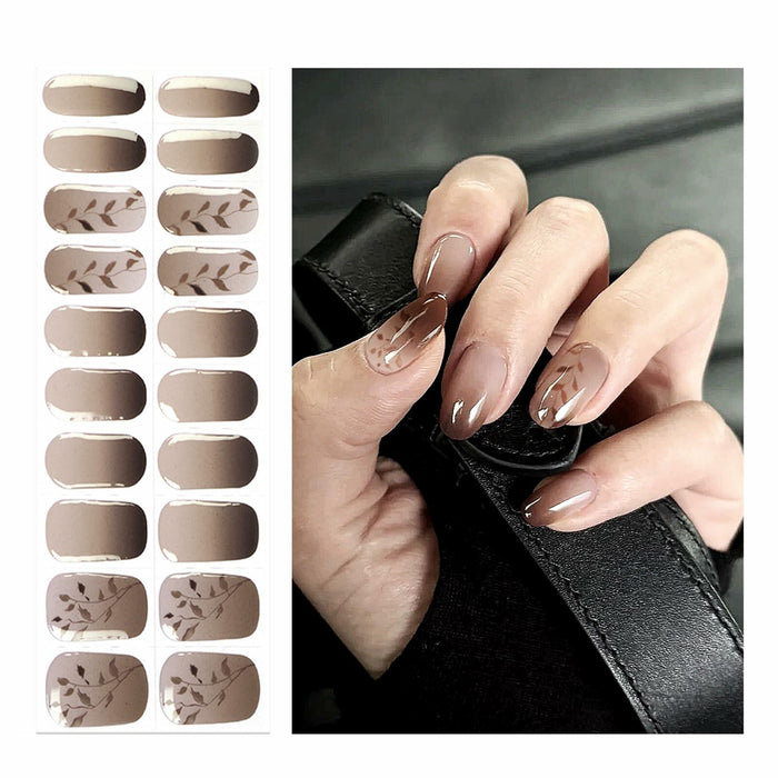 Oauee Semi Cured Gel Nail Strips 20 Stickers Anthracite Gray UV/LED Lamp by Deal US
