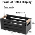 Wood Toilet Paper Holder Basket with Handles Black 12x5.9x4.9in Black by Deal US