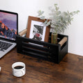 Wood Toilet Paper Holder Basket with Handles Black 12x5.9x4.9in Black by Deal US