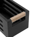 Wood Toilet Paper Holder Basket with Handles Black 12x5.9x4.9in Black by Deal US