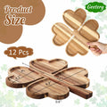 Geetery 12 Pc Wooden Four Leaf Snack Serving Tray Set Multi-color Clover by Deal US