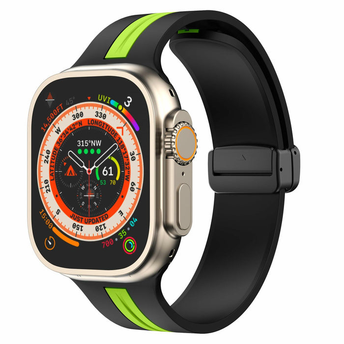 LYSMVIVI Magnetic Silicone Sport Band Compatible Apple Watch 38-49mm Unisex by Deal US