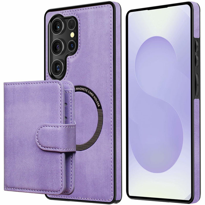 LOHASIC Samsung Galaxy S25 Ultra Case Magnetic Leather Wallet Purple by Deal US
