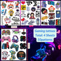 Gaming Temporary Tattoos 4 Sheets Colorful Gamer Party Favors Gift Idea by Deal US