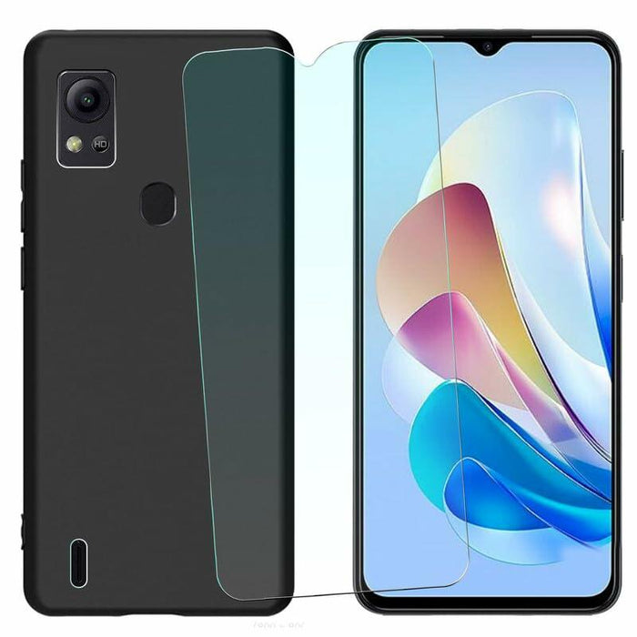 NEOYUKL Cricket Icon 5 AT&T Motivate 4 Case Tempered Glass Black 1 Pack by Deal US