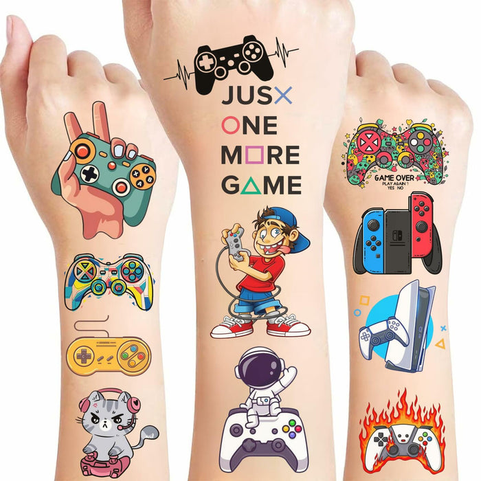Gaming Temporary Tattoos 4 Sheets Colorful Gamer Party Favors Gift Idea by Deal US