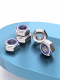 TESILANG M4 Nylon Insert Hex Lock Nuts 304 Stainless Steel Bright Finish 100pcs by Deal US