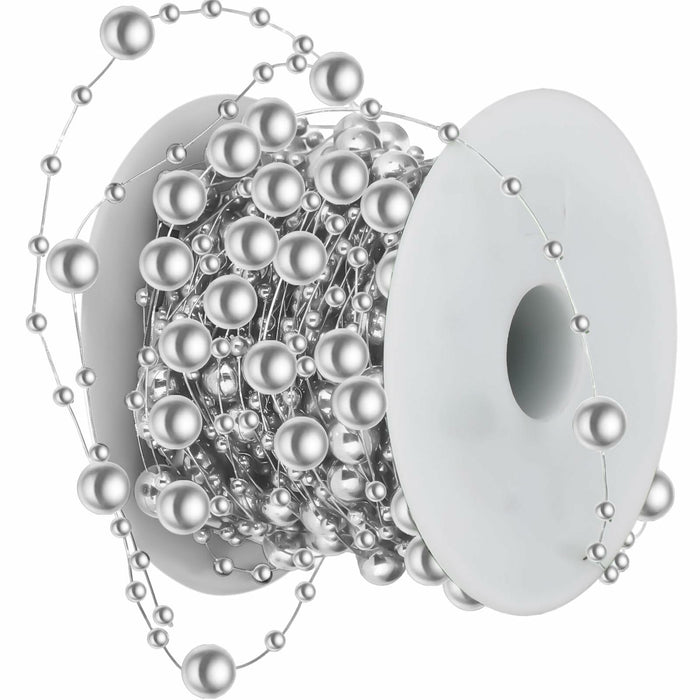 Ecally 250ft Plastic Beads Garland Chain Roll Silver Wedding Decor by Deal US