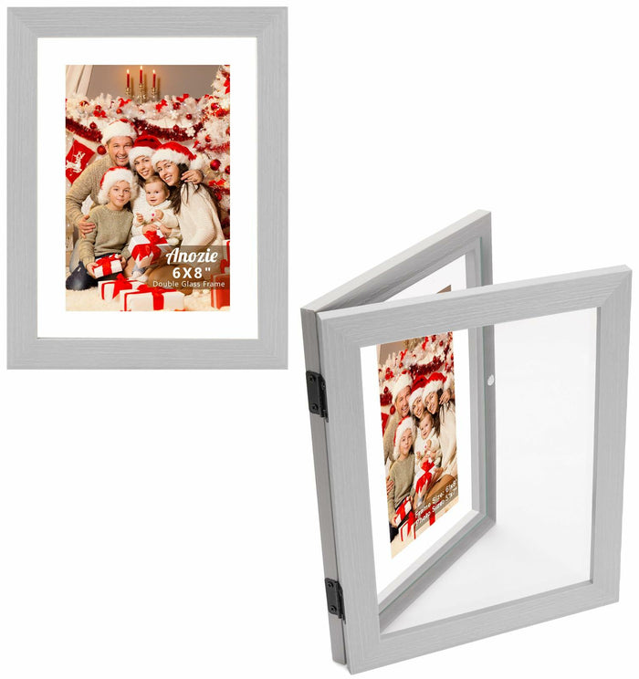 Anozie Floating Picture Frames 6x8 Grey Clear Dried Flower 2 Pack by Deal US
