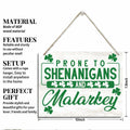 St Patrick's Day Wood Hanging Sign Prone to Shenanigans Green Decor by Deal US