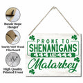 St Patrick's Day Wood Hanging Sign Prone to Shenanigans Green Decor by Deal US