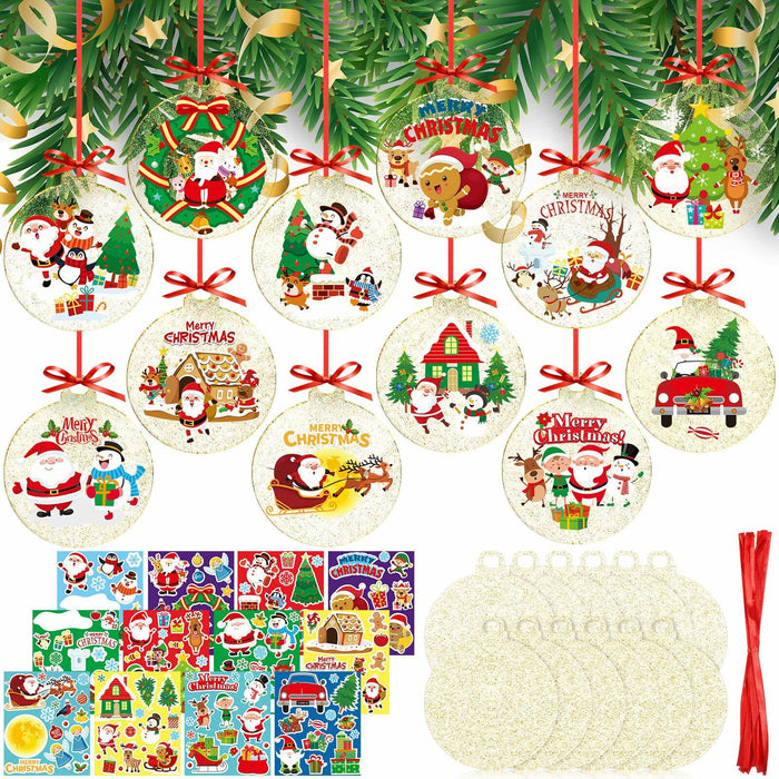 Capoda 24 Pack Clear Acrylic Christmas Ornaments with Red Ribbon Gold by Deal US