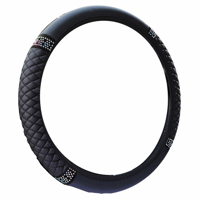 Bling Soft Leather Steering Wheel Cover Colorful Rhinestones 15 Inch by Deal US