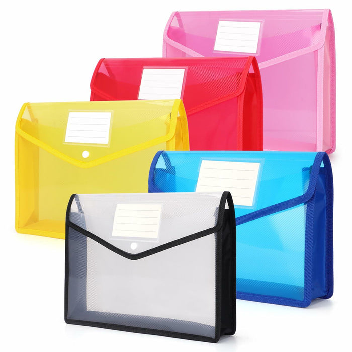Zentiky A4 Plastic File Folders 5Pcs Expanding Snap Closure Transparent by Deal US