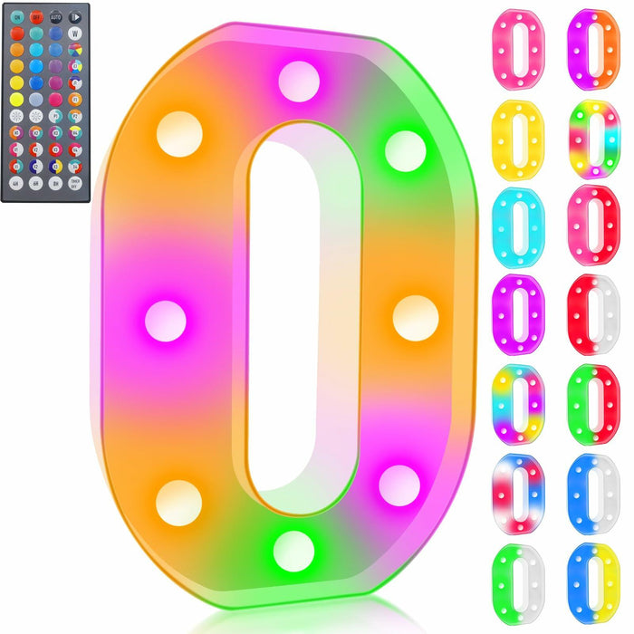 Pooqla Light Up Letter O LED Marquee Light RGB Color Changing 34 Colors Remote by Deal US