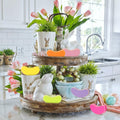WATINC 6PCS Easter Jelly Beans Tiered Tray Decor Colorful Wooden Sign by Deal US