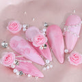 Valentine's Day Pink Flower 3D Nail Art Charms Pearls Rhinestones 1 Box by Deal US