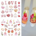 Valentines Day Nail Stickers 12 Sheets Heart Lip Flower Nail Art Pink by Deal US