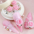 Valentine's Day Pink Flower 3D Nail Art Charms Pearls Rhinestones 1 Box by Deal US